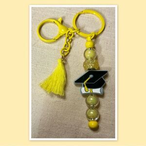 Beaded Charm Keychain, Graduation Keychain, Silicone Bead Keychain